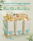 3-Compartment Laundry Hamper – Fabric – Cream White – 150L Capacity with Shelf and Side Pockets