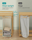 3-Compartment Laundry Hamper – Fabric – Cream White – 150L Capacity with Shelf and Side Pockets