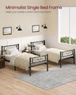 Single Metal Bed Frame – Metal – Black – No Box Spring Needed, Fits 90 x 190 cm Mattress