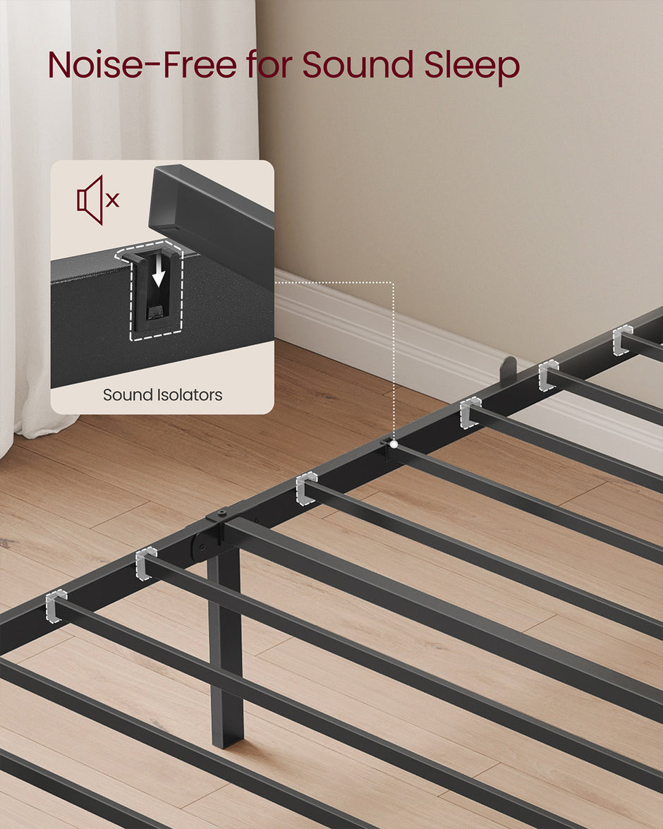 Metal Single Bed Frame – Upholstered Headboard – Slate Grey – Easy Assembly, 90 x 190 cm, 250 kg Weight Capacity