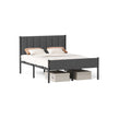Double Bed Frame – Metal – Slate Grey – Upholstered Headboard, Easy Assembly
