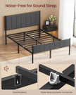 Double Bed Frame – Metal – Slate Grey – Upholstered Headboard, Easy Assembly