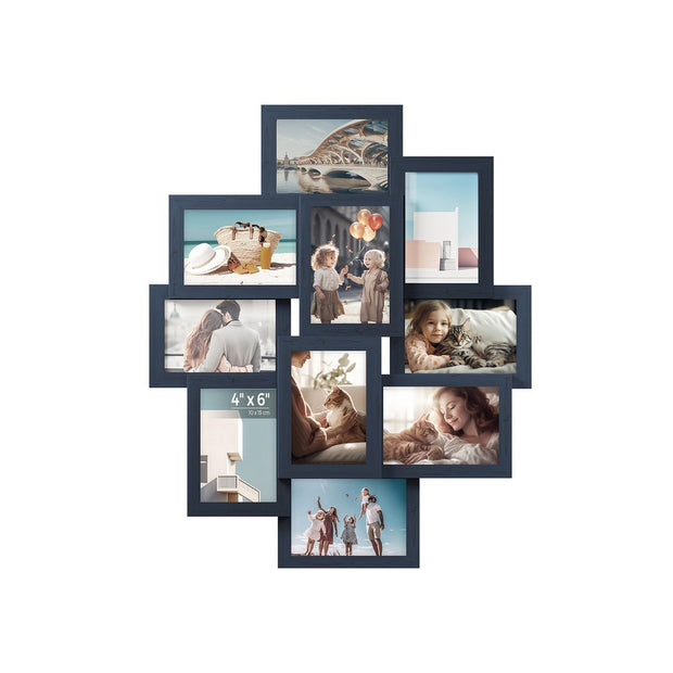 Photo Frame Collage – MDF – White – Wall-Mounted for 10 Photos (4" x 6")