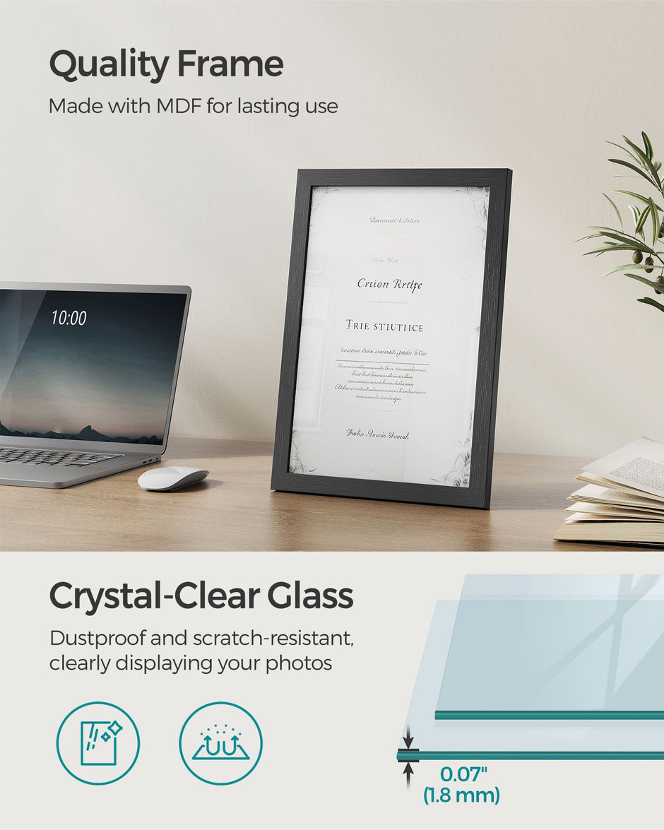 A4 Multi Photo Frame – Wood – Ash Black – Includes 3 Mats and Non-Trace Nails