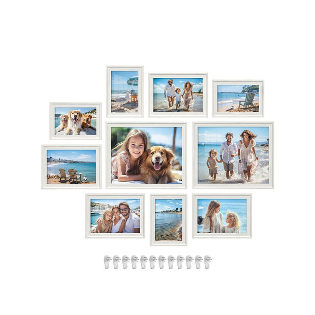 Picture Frames Set – MDF and Glass – Various Sizes – Includes 16 Mats and 12 Non-Trace Nails