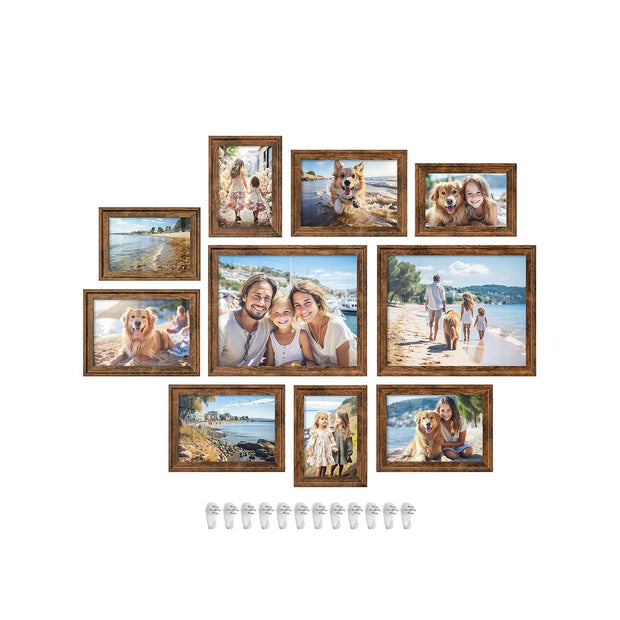 Picture Frames Set – MDF and Glass – Various Sizes – Includes 16 Mats and 12 Non-Trace Nails