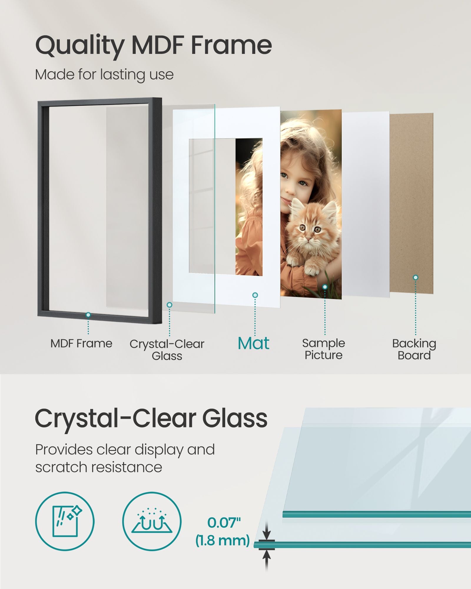 Set of 3 Gallery Photo Frames – MDF – Ash Black – Includes Mats for A3, A4, 11x14 Pictures