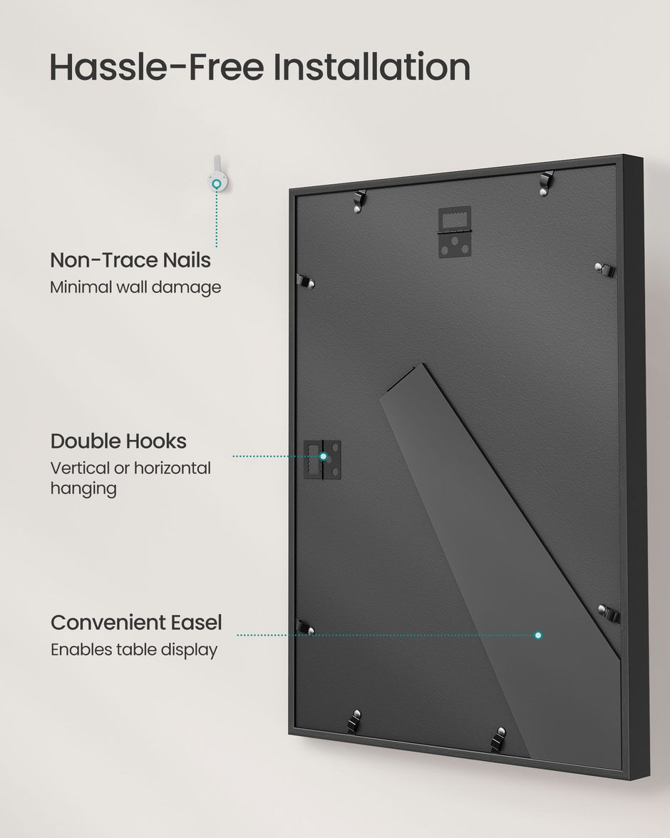 Set of 3 Gallery Photo Frames – MDF – Ash Black – Includes Mats for A3, A4, 11x14 Pictures