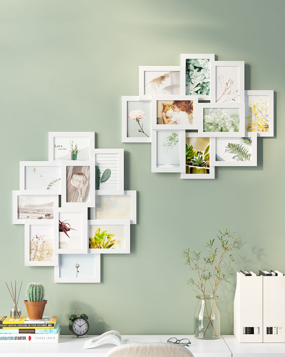 Photo Frame Collage – MDF – White – Wall-Mounted for 10 Photos (4