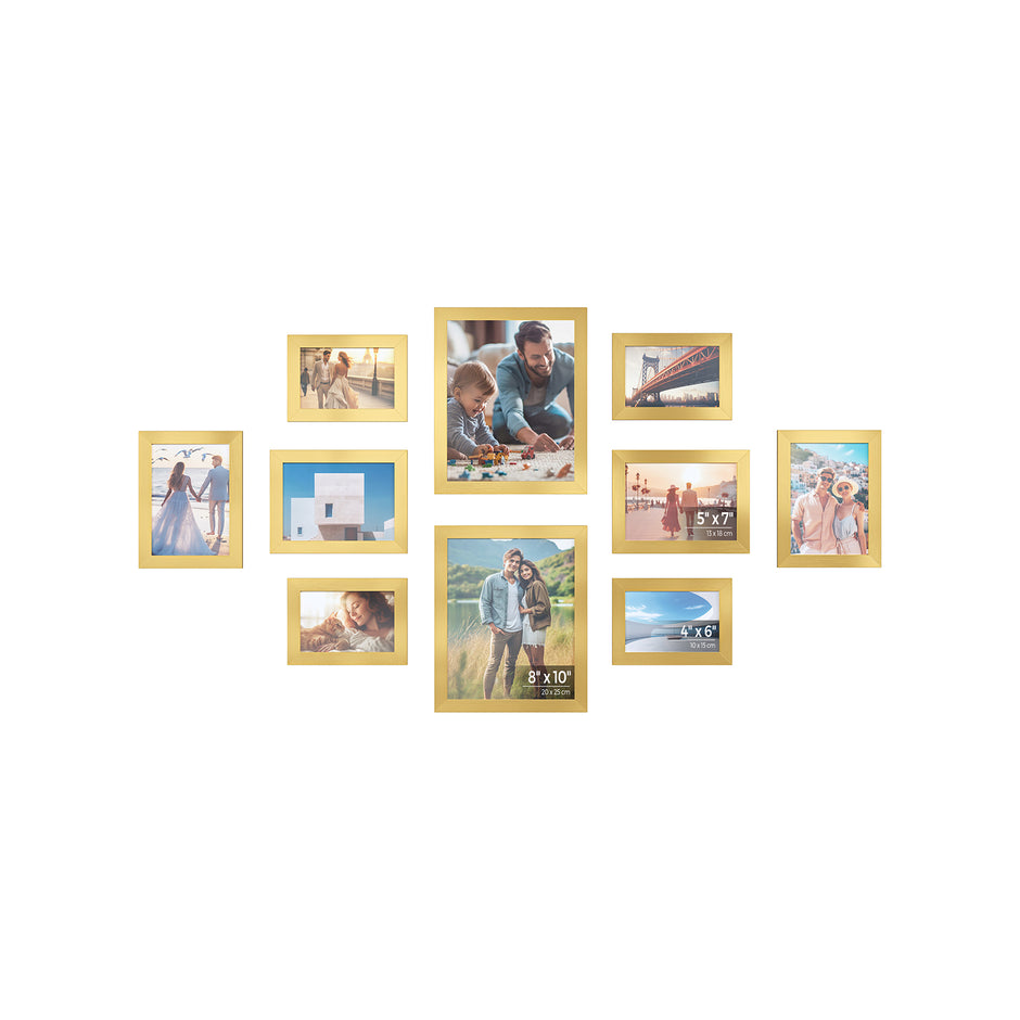 Picture Frame Set – Rigid Plastic – Black – 10 Pieces in Various Sizes