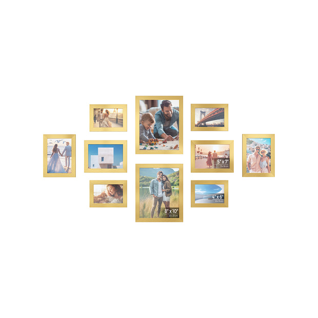Picture Frame Set – Rigid Plastic – Black – 10 Pieces in Various Sizes