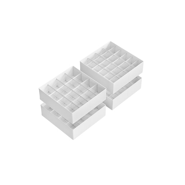 Set of 4 Drawer Organisers – Fabric – Cloud White – 80 Compartments