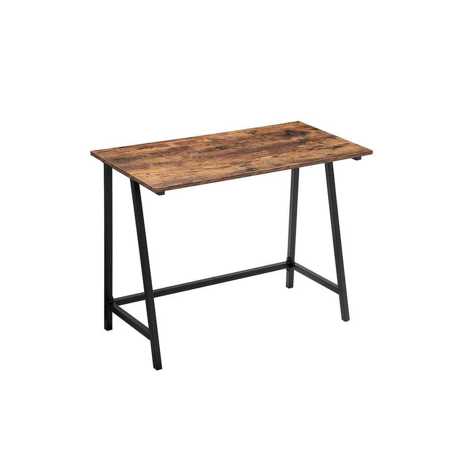Computer Desk – Wood and Iron – Rustic Brown – Industrial Style, Easy Assembly, Space-Saving