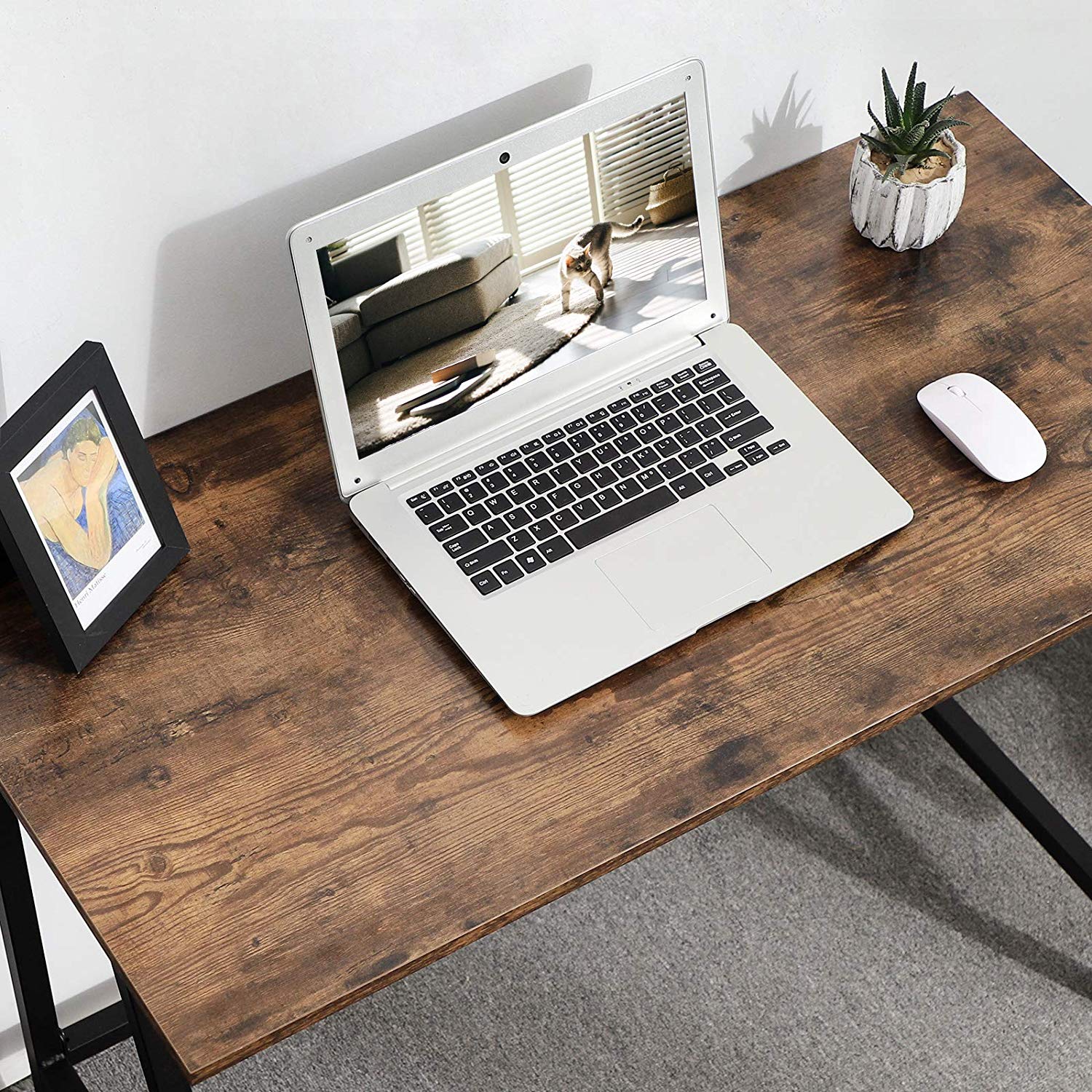 Computer Desk – Wood and Iron – Rustic Brown – Industrial Style, Easy Assembly, Space-Saving