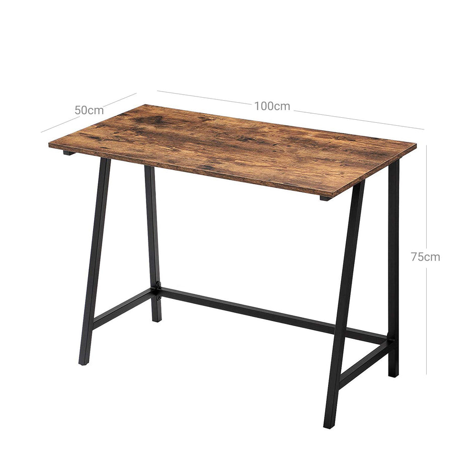 Computer Desk – Wood and Iron – Rustic Brown – Industrial Style, Easy Assembly, Space-Saving