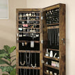 Jewellery Cabinet – Wood – Rustic Brown – Lockable Wall-Mounted with Mirror and Various Compartments