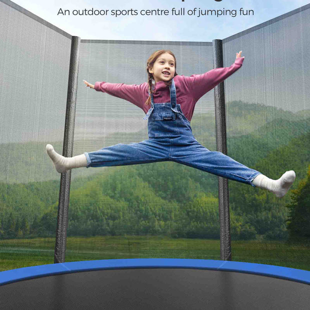 Trampoline – Steel – Blue – Complete Set with Safety Enclosure and Ladder, 8 FT