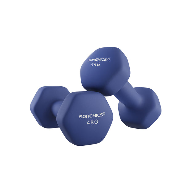 Dumbbells Set – Hexagonal – Blue – 4 kg Each for Home Workout and Fitness Training