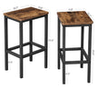 Set of 2 Industrial Bar Stools – Wood and Metal – Rustic Brown – Footrest Included