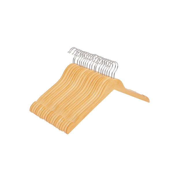 Wooden Clothes Hangers – Solid Wood – Natural Finish – Includes Shoulder Notches – 20 Pack