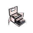 Jewellery Box – Velvet – White – Lockable with Mirror and 2 Drawers
