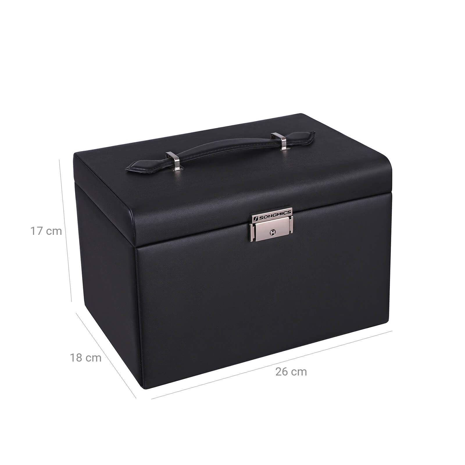 Jewellery Box – Velvet – White – Lockable with Mirror and 2 Drawers