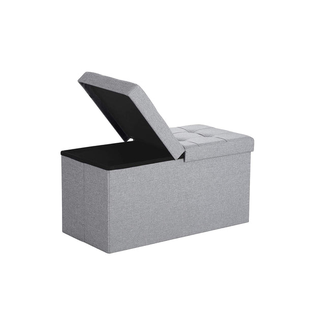 Storage Ottoman – Fabric – Grey – Foldable with Flipping Lid, Max Load Capacity 300 kg