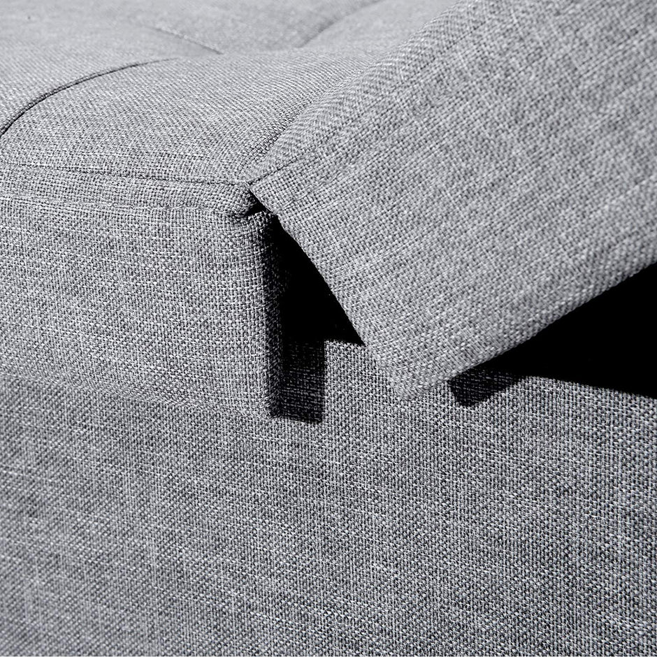 Storage Ottoman – Fabric – Grey – Foldable with Flipping Lid, Max Load Capacity 300 kg