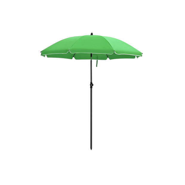 Beach Umbrella – Polyester – Blue – UPF 50+, Tilt Mechanism, Includes Carry Bag