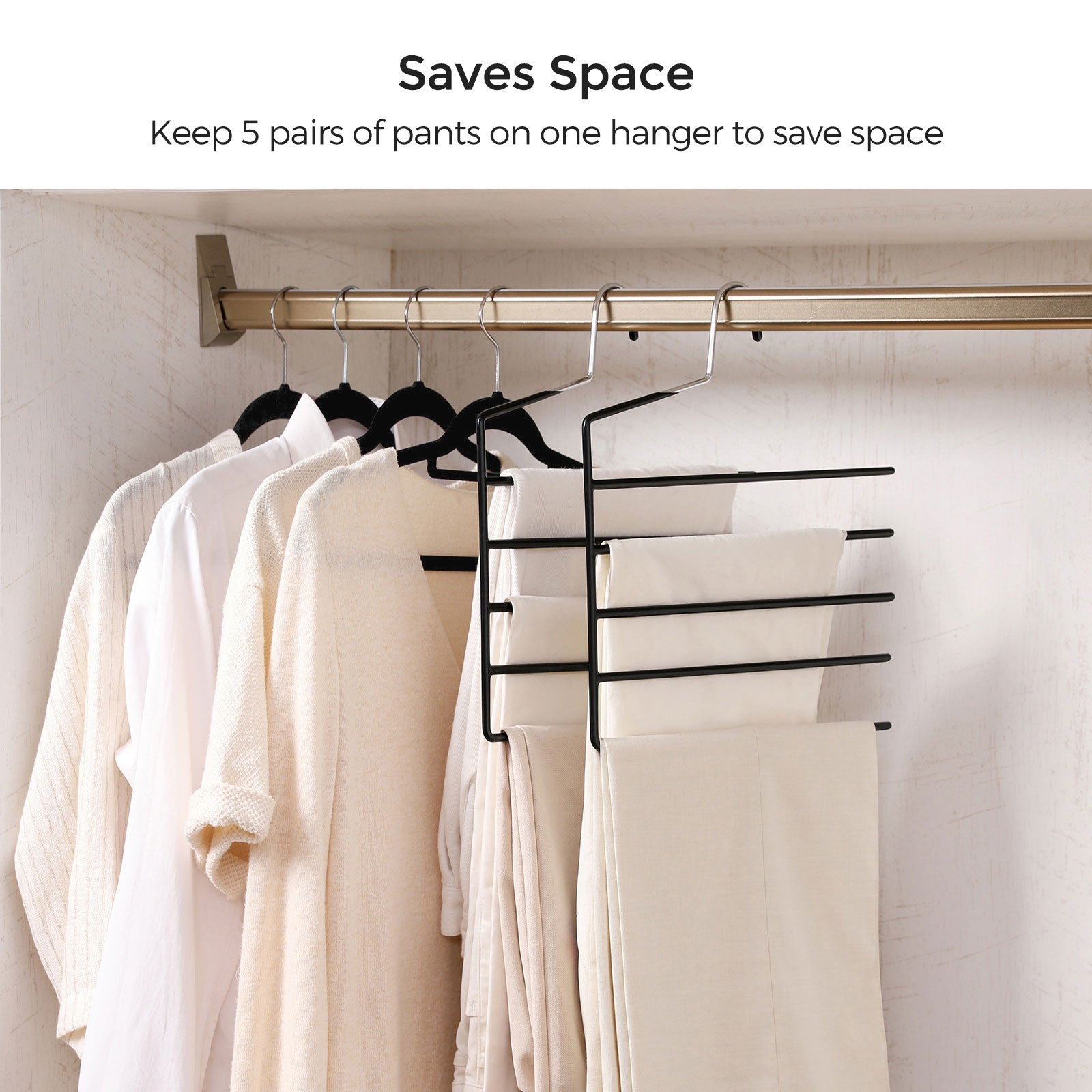 Set of 4 Non-Slip Trousers Hangers – Metal – Black – Space-Saving Design