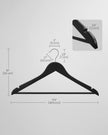 Solid Wood Hangers – Maple – Dark Walnut – 20-Pack with Shoulder Notches and Trousers Bar