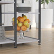 Baker's Rack – Metal and Wood – Greige and Black – Microwave Stand with Shelves and S-Hooks