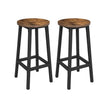 Bar Stools – Metal – Ebony Black and Classic Black – Set of 2 with Footrest and Easy Assembly