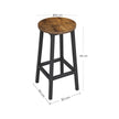 Bar Stools – Metal – Ebony Black and Classic Black – Set of 2 with Footrest and Easy Assembly