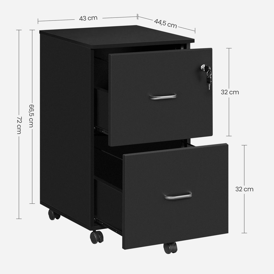 Locking File Cabinet – Metal – Black – 2 Drawers for Home Office