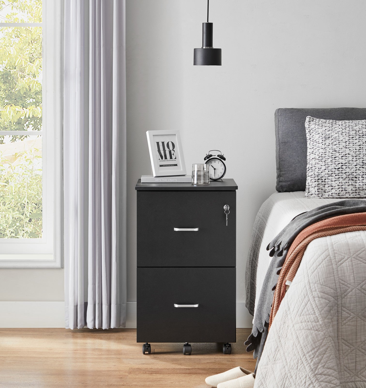 Locking File Cabinet – Metal – Black – 2 Drawers for Home Office