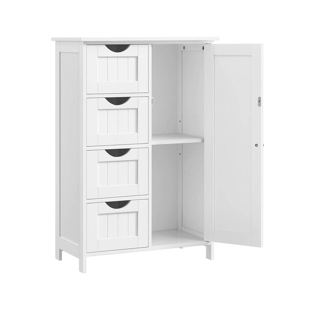 Wooden Cabinet – White – 4 Drawers and 1 Wardrobe Compartment