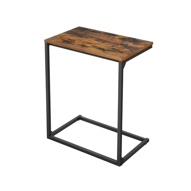 Side Table – Wood and Metal – Rustic Brown and Black – Simple Structure, Stable Design