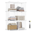 Metal Wire Storage Rack – White – Interlocking 6-Cube Design for Versatile Organization