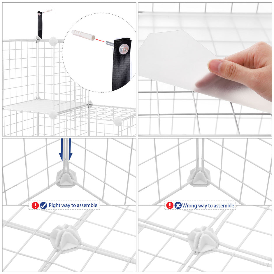 Metal Wire Storage Rack – White – Interlocking 6-Cube Design for Versatile Organization