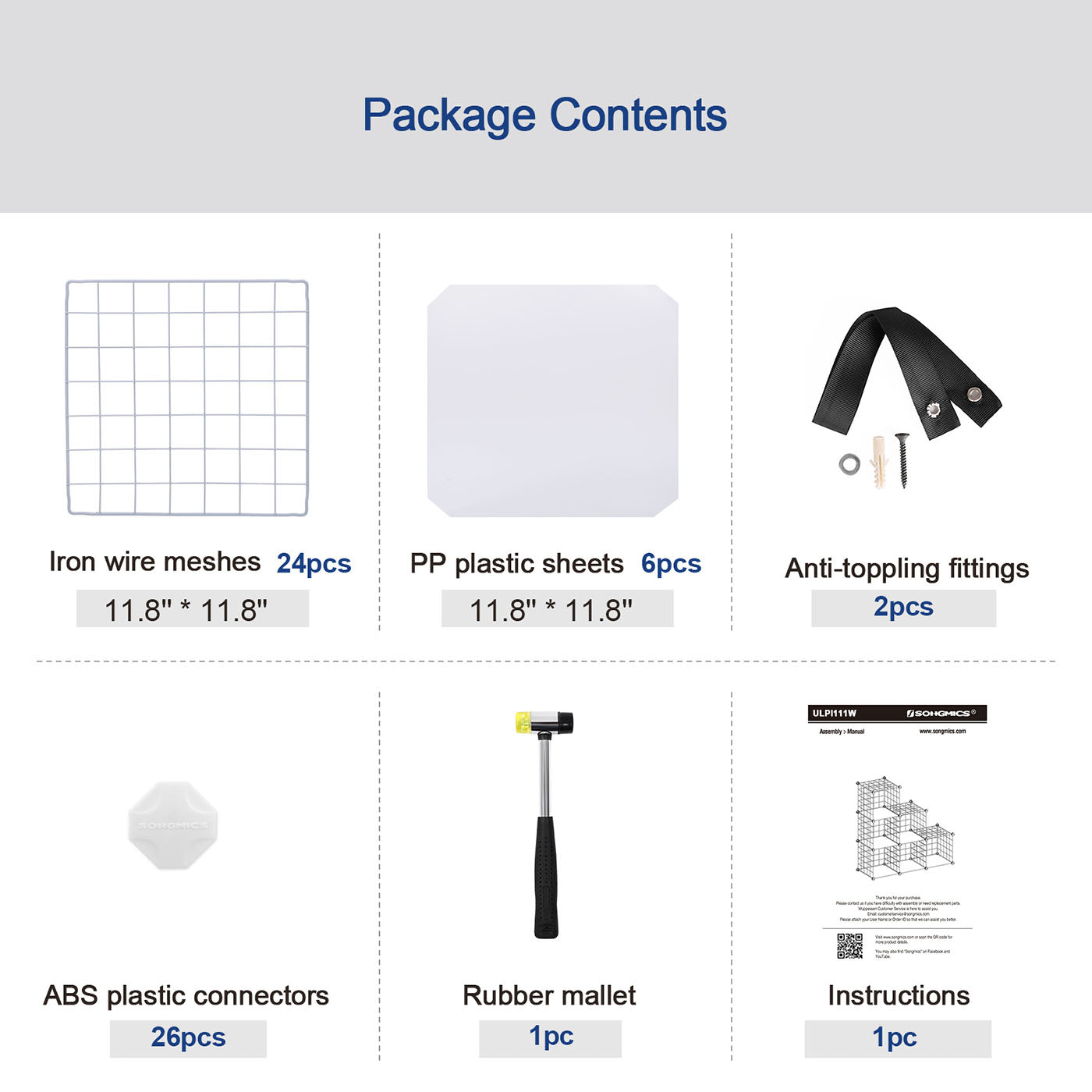 Metal Wire Storage Rack – White – Interlocking 6-Cube Design for Versatile Organization