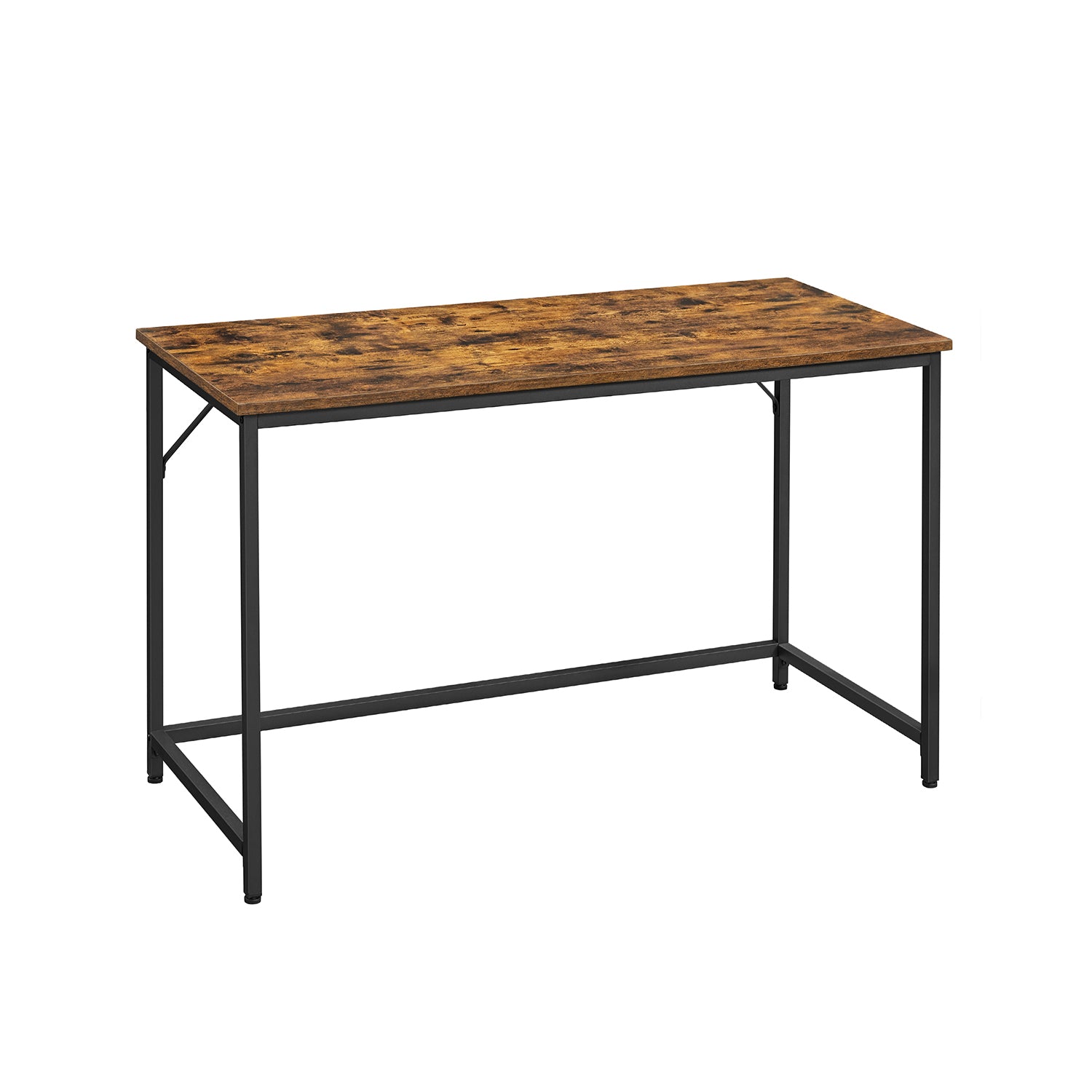 Small Office Desk – Metal – Rustic Brown – Industrial Design, Simple Assembly