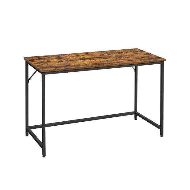 Small Office Desk – Metal – Rustic Brown – Industrial Design, Simple Assembly
