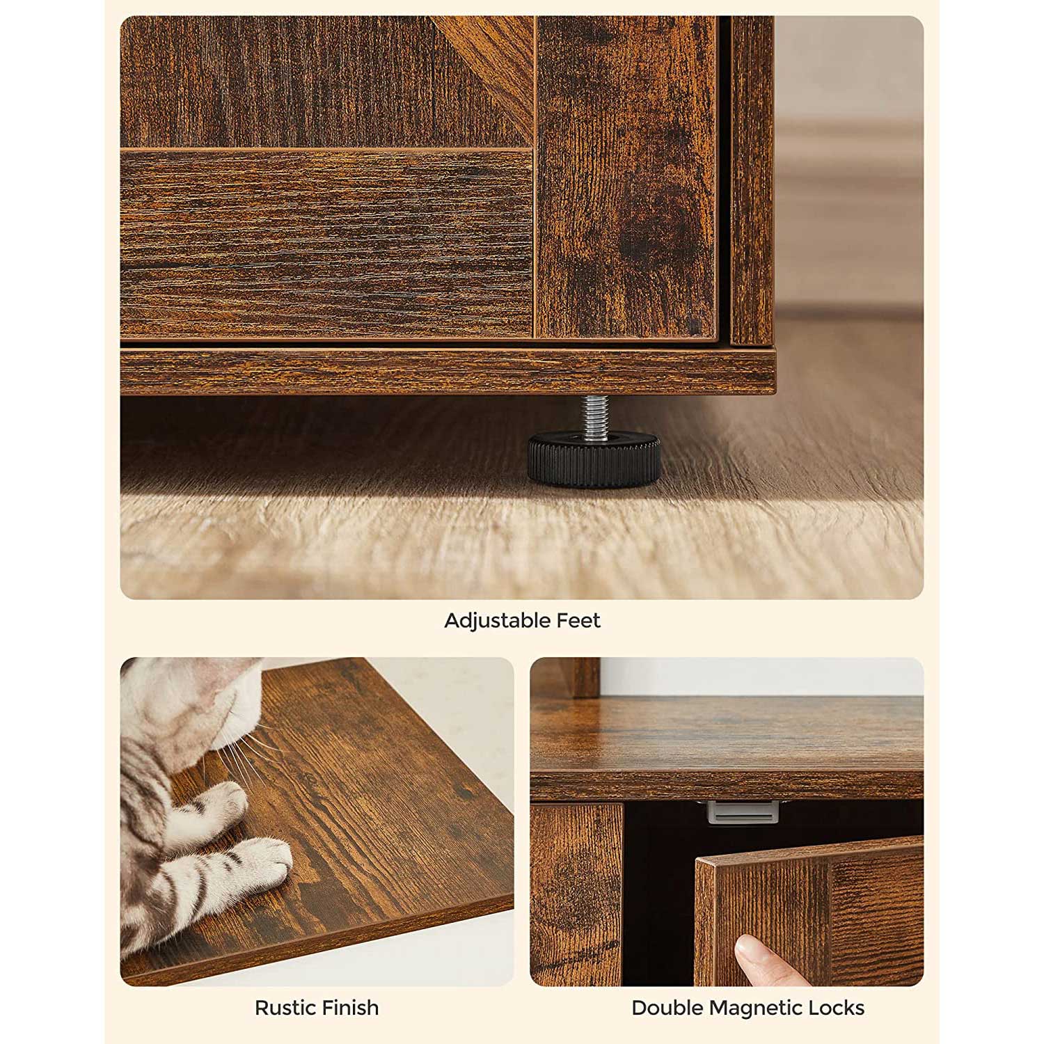 Cat Tree – Engineered Wood – Cloud White – 2-in-1 Design with Litter Box Enclosure and Scratching Posts