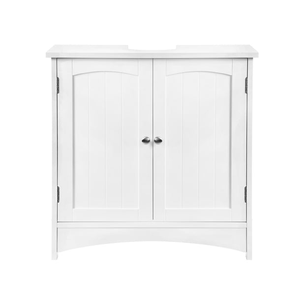 Under Sink Storage Cabinet – Wood – White – Adjustable Shelves, Moisture-Proof