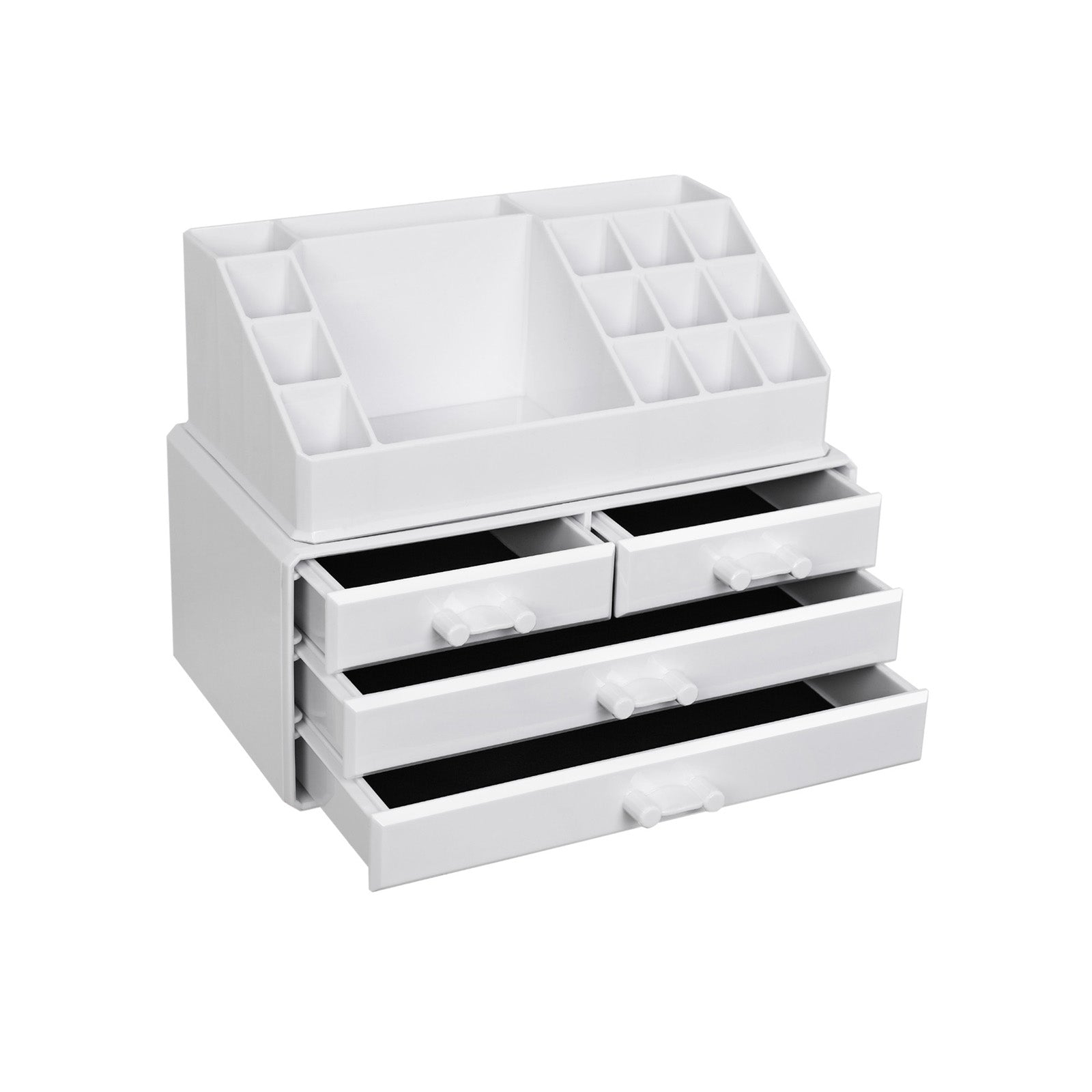 Acrylic Makeup Organizer – Acrylic – White – 4 Drawer Storage Solution for Cosmetics and Jewelry