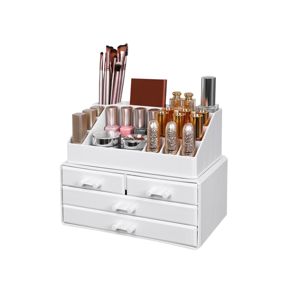 Acrylic Makeup Organizer – Acrylic – White – 4 Drawer Storage Solution for Cosmetics and Jewelry