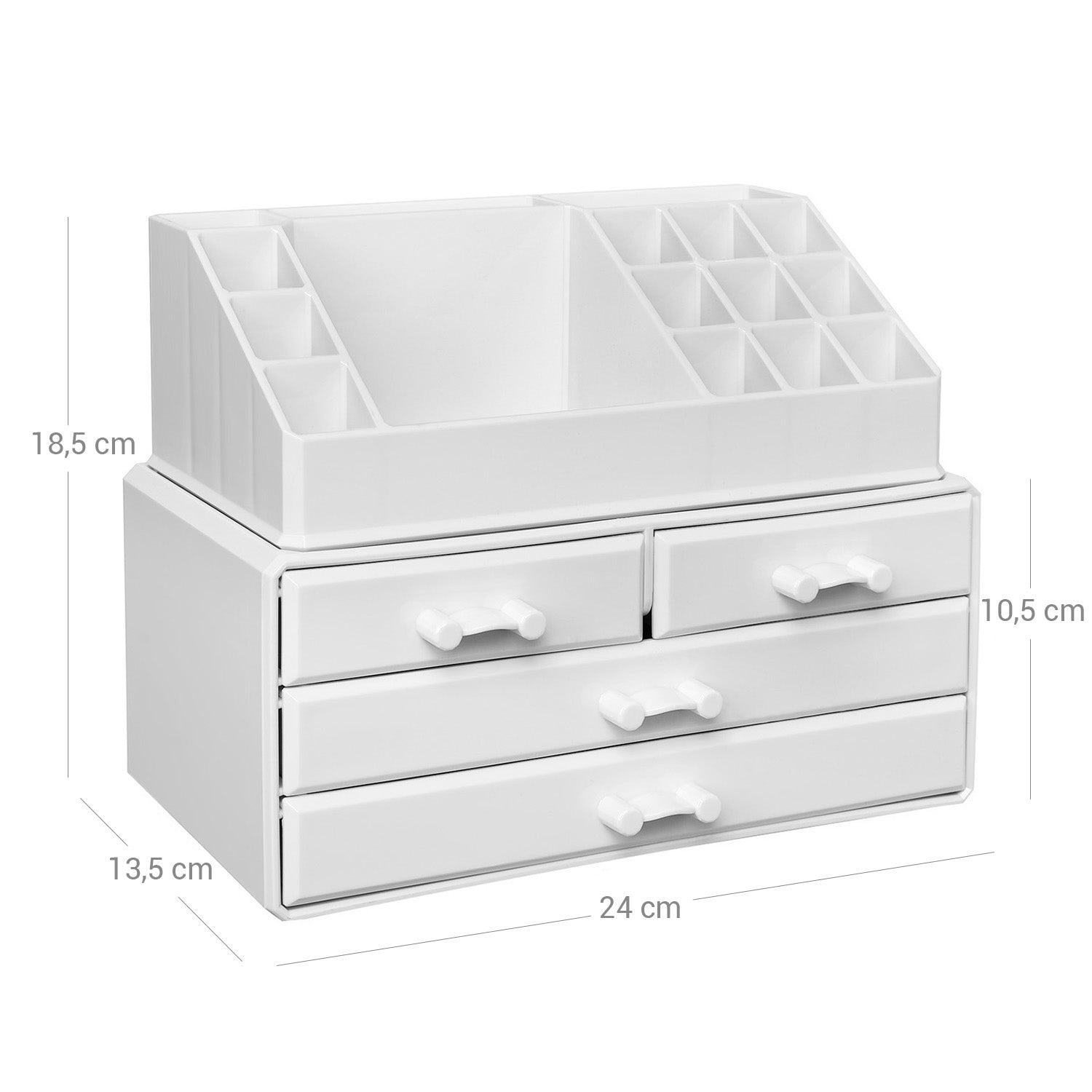Acrylic Makeup Organizer – Acrylic – White – 4 Drawer Storage Solution for Cosmetics and Jewelry