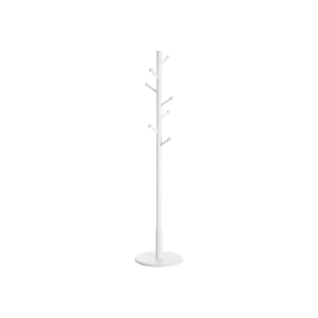 Hall Tree – Wood – White – Free Standing with 7 Rounded Hooks
