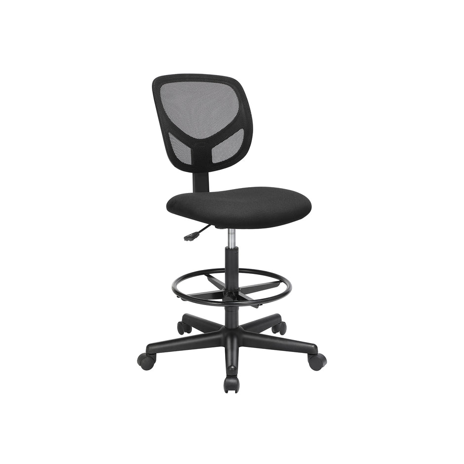 Drafting Stool Chair – Mesh – Black – Ergonomic Design with Adjustable Height Footrest
